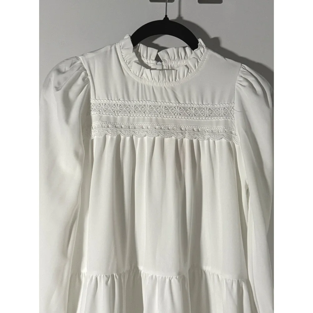 NWT Girls 8-9Y White Lace Tiered Dress First Communion Flower‎ Girl Cottagcore